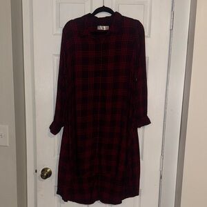 Time and Tru Red Long Sleeve Shirt Dress